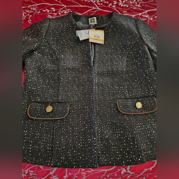 Anne Klein Sparling Gold Bling Blazer - Picture 3 of 9